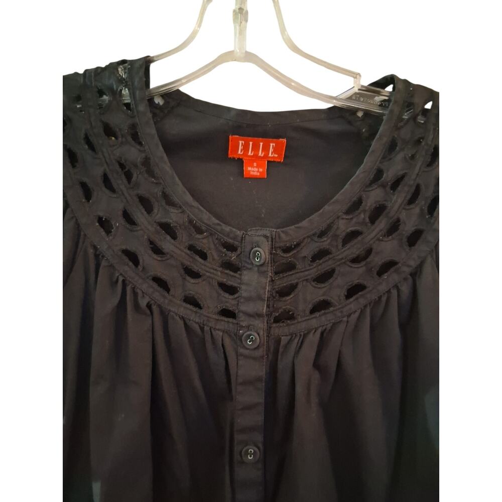 Elle Black Eyelet-Trim Mini Dress - Picture 4 of 5